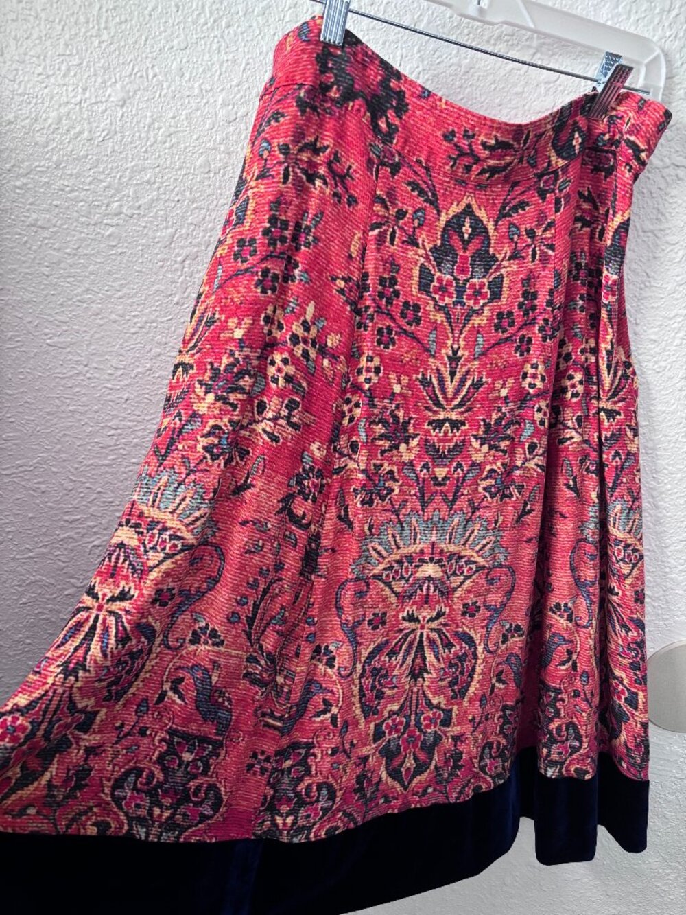 Soft Surroundings L Midi Skirt Resort Boho Coral Art to Wear